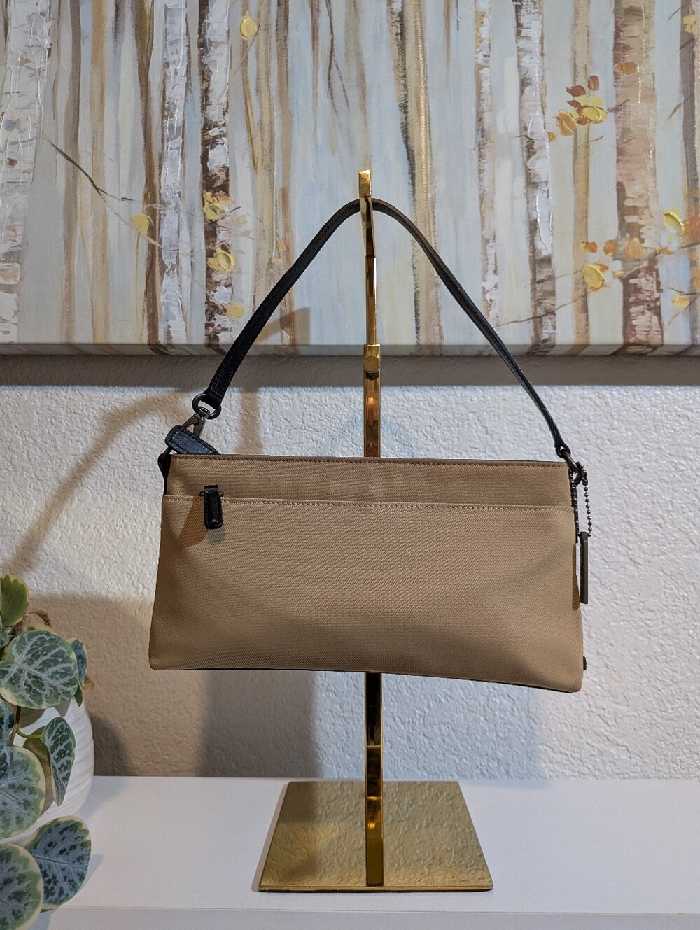 Coach 7407 Mercer Demi Handbag Tan Evening Bag Mini Purse Nylon Leather Trim